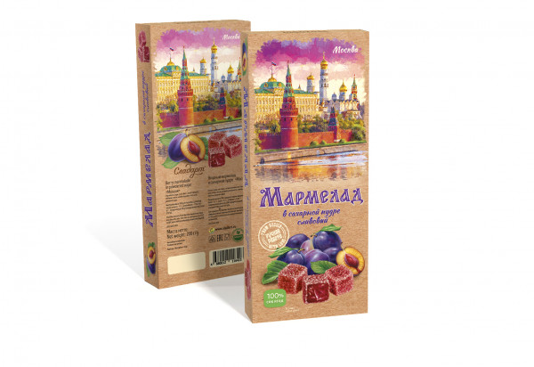 №2 Сладарт Мармелад Сливовый МОСКВА в сахарной пудре (642), 200г   в Железногорске