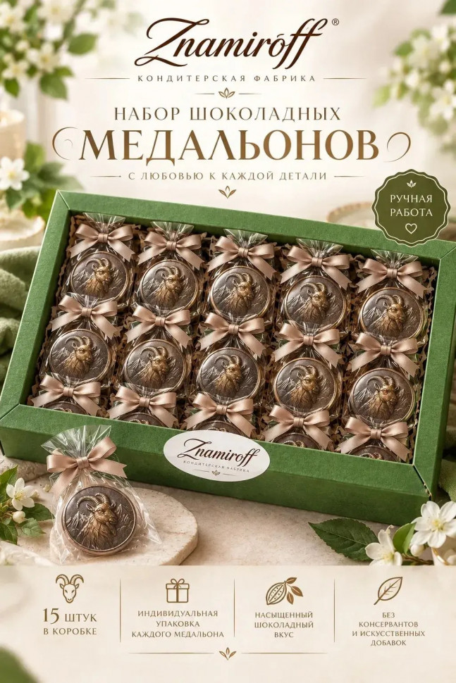  Фигурный шоколад набор Медальоны Козлики(15шт по 40г) в Железногорске