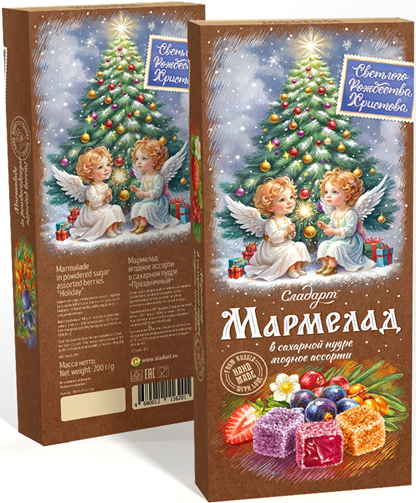 №1 Сладарт(11620) Мармелад Новогодний "Ангелы" Ассорти ягодное в сахарной пудре, 200г    в Железногорске